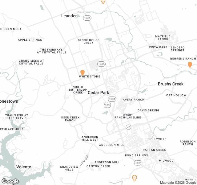 Fill Dirt Map of Cedar Park