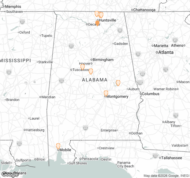 Fill Dirt Map of Alabama