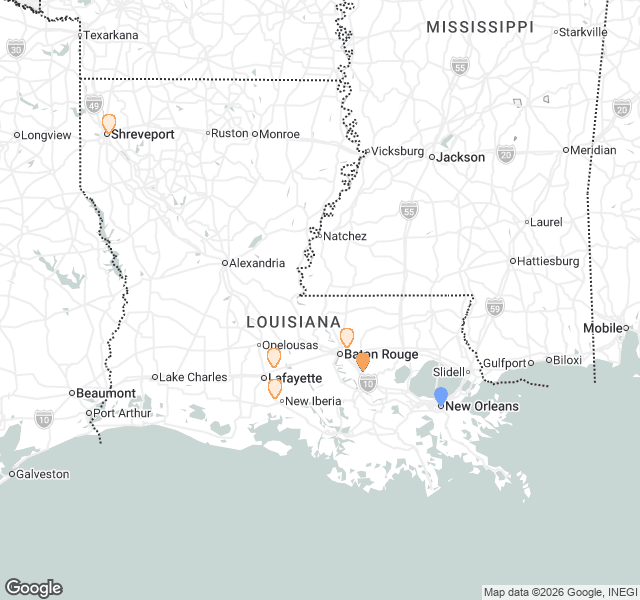 Fill Dirt Map of Louisiana