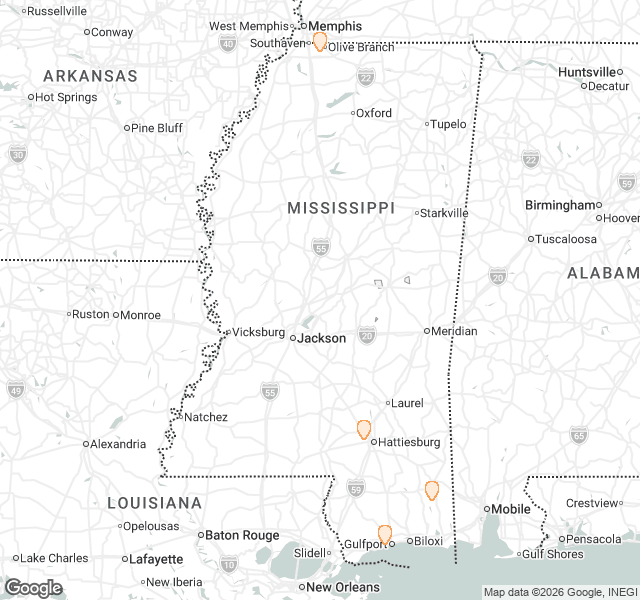 Fill Dirt Map of Mississippi