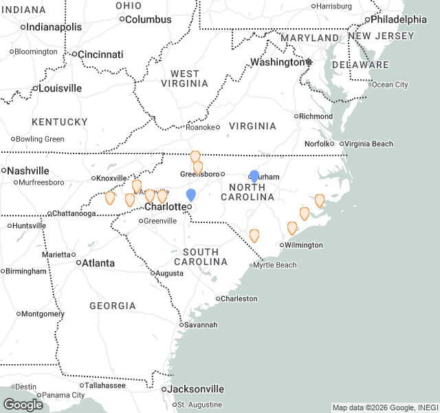 Fill Dirt Map of North Carolina