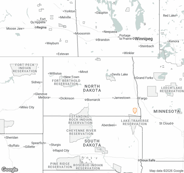Fill Dirt Map of North Dakota