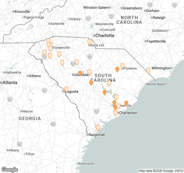 Fill Dirt Map of South Carolina