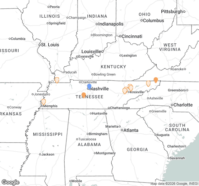 Fill Dirt Map of Tennessee